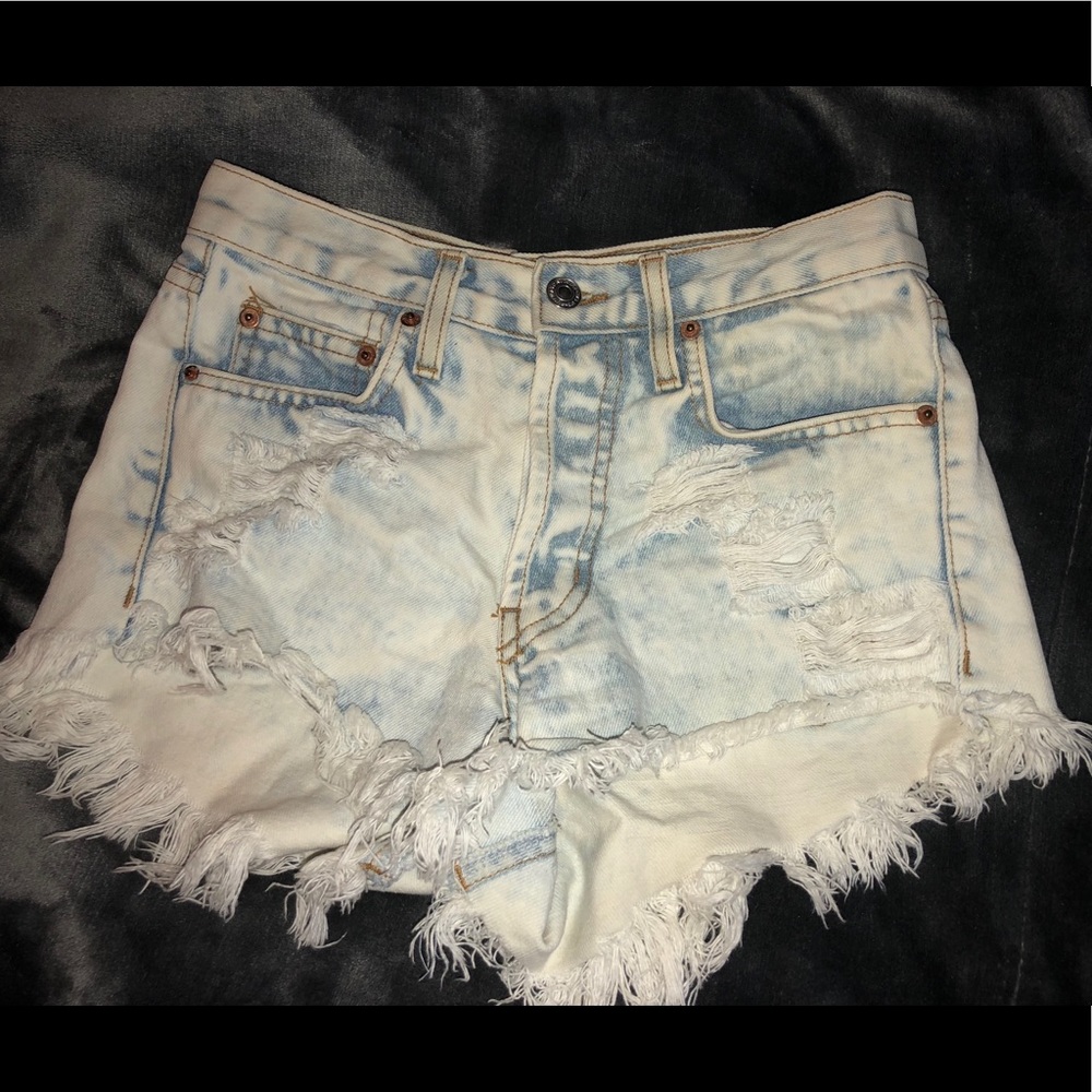 High waisted distressed shorts
